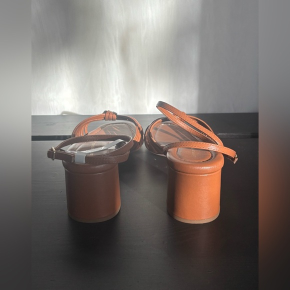 Loeffler Randall Knotted Leather Block Heel Sandals Brown 9 NWOT - Picture 5 of 8